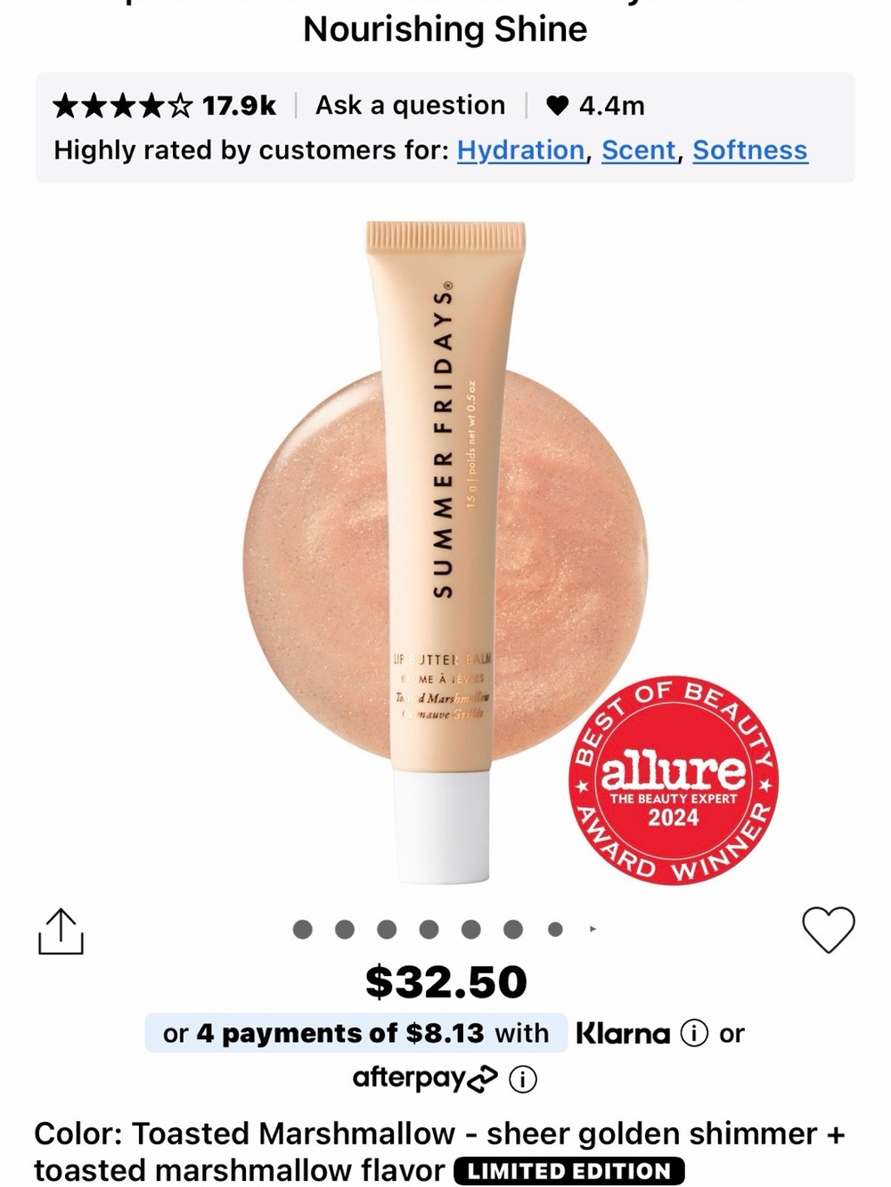 Summer Fridays Toasted Marshmallow Lip & Cheek Glow - Sheer Golden Shimmer